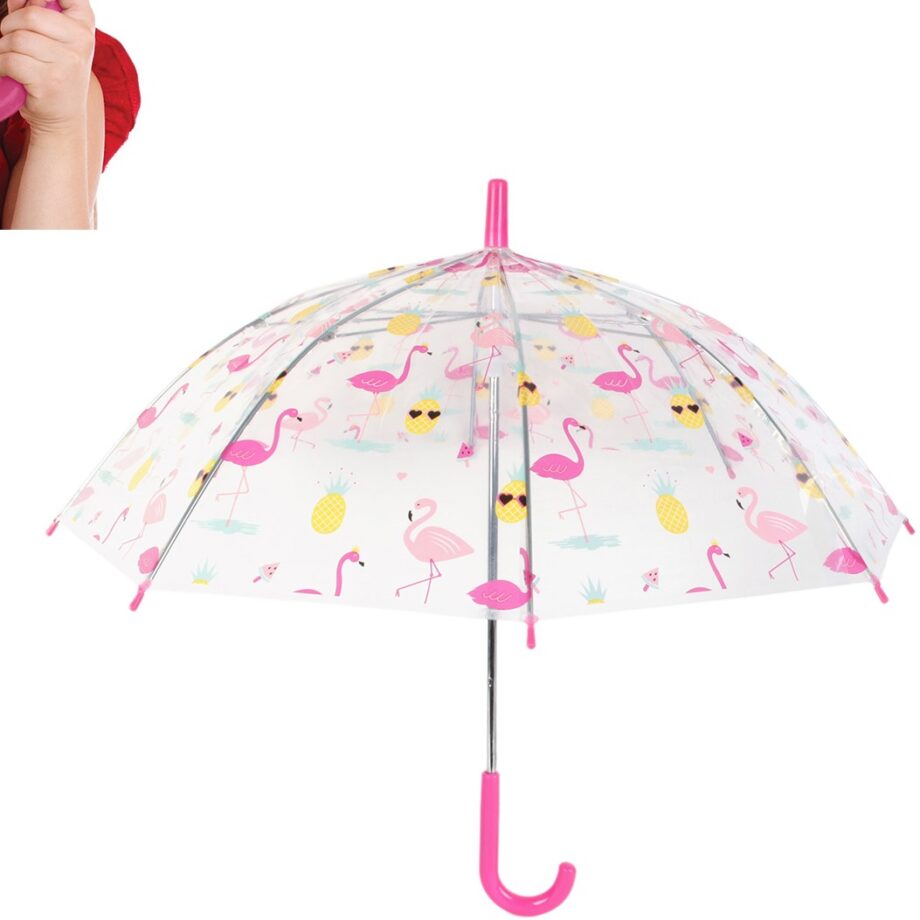 flamant rose parapluie